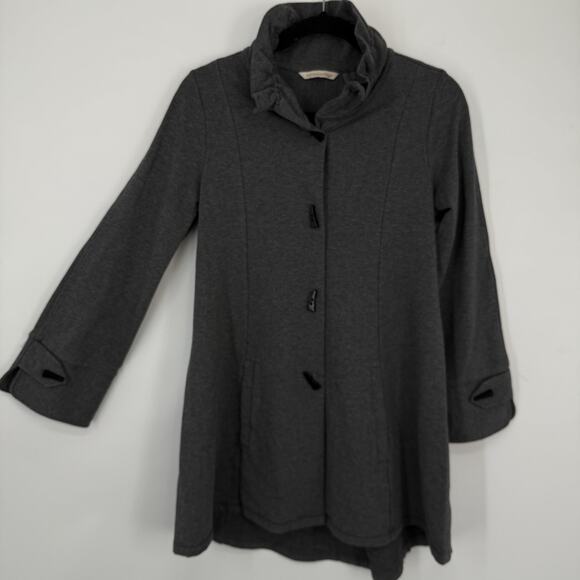 Soft Surroundings Swing Jacket Size XS Gray Horn Buttons wire collar Lagenlook - Picture 12 of 12